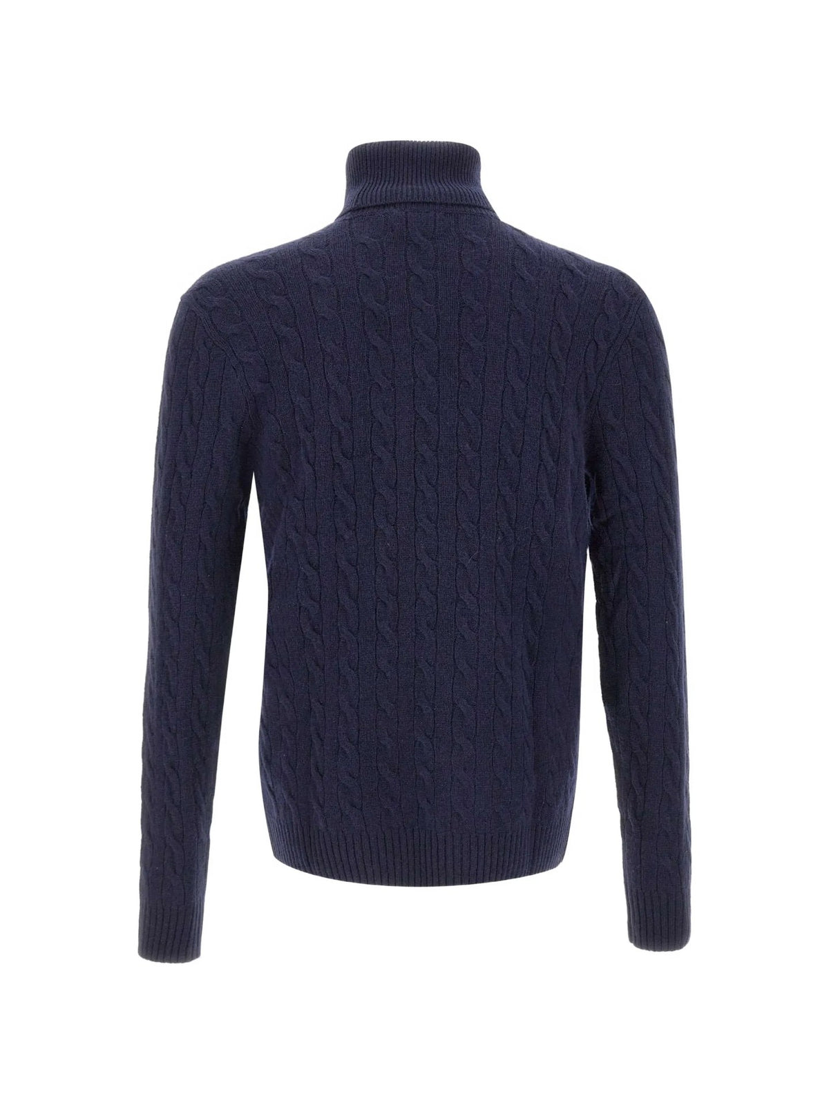Maglione Trecce A Collo Alto - Blu