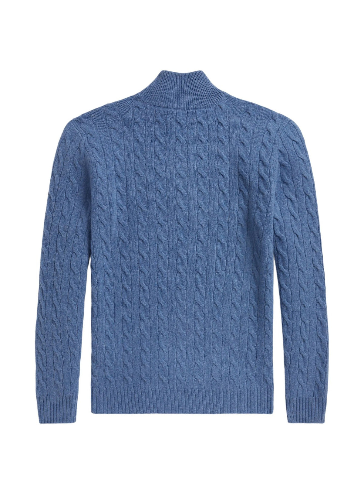 Maglione A Trecce Mezza Zip - Azzurro