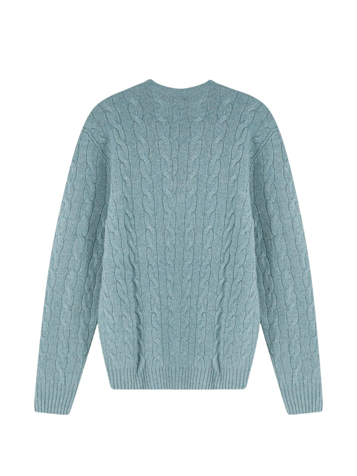 Maglione Girocollo A Trecce - Azzurro
