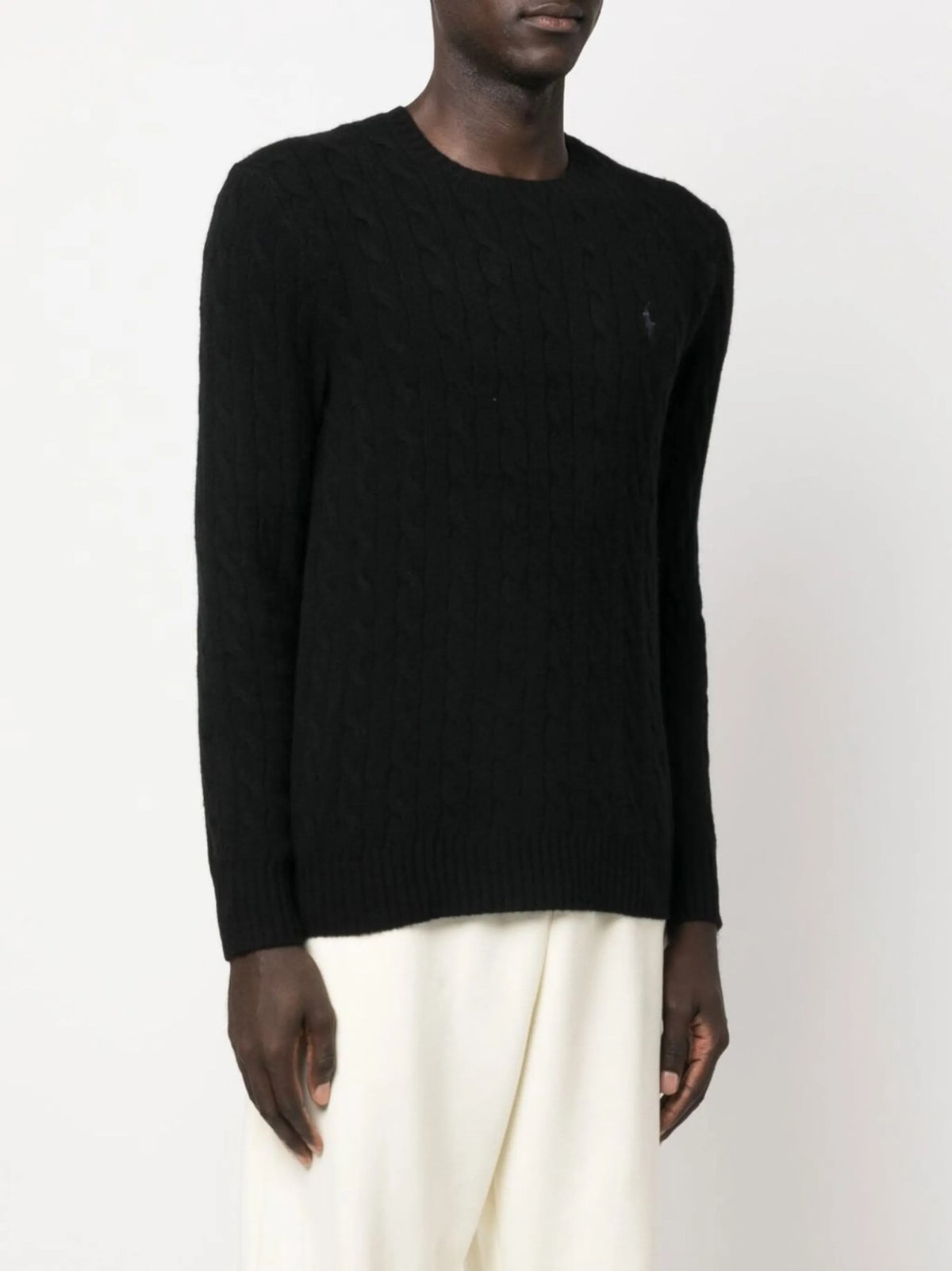 Maglione Girocollo A Trecce - Nero