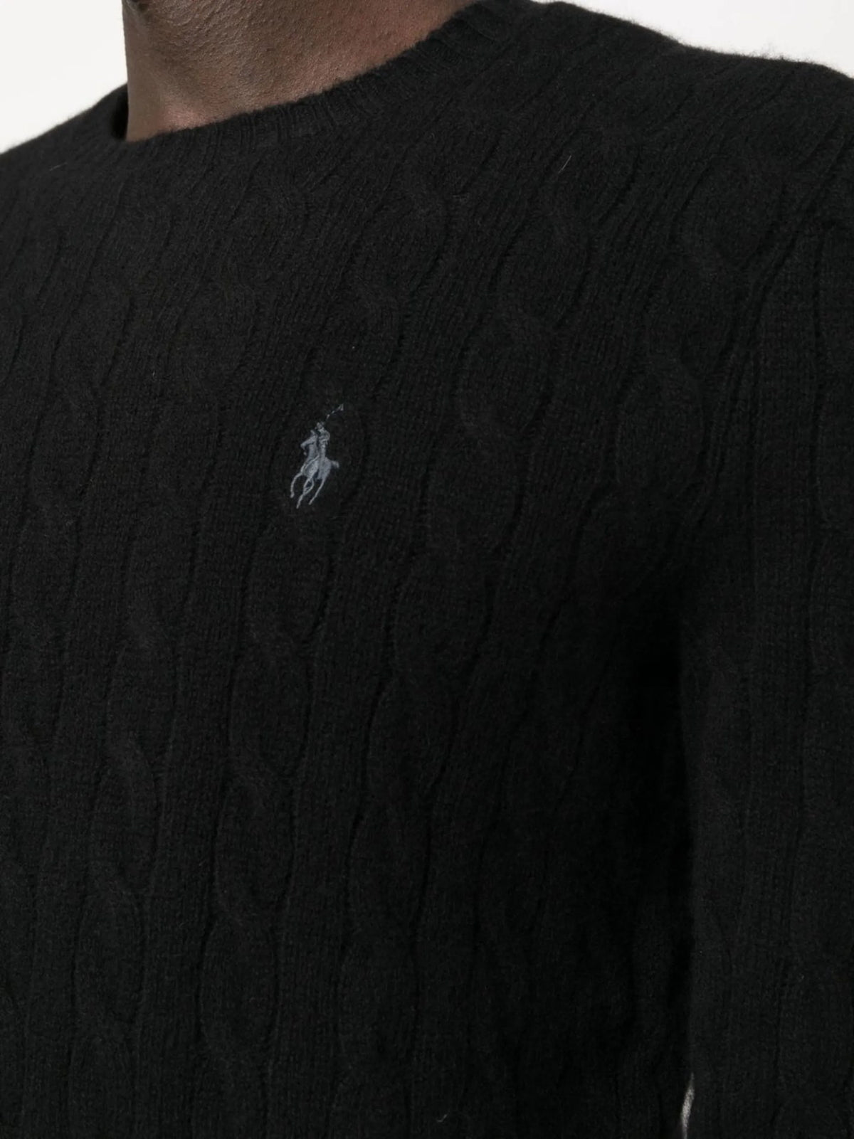 Maglione Girocollo A Trecce - Nero