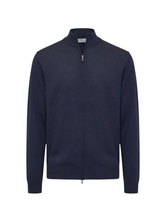 Cardigan Con Zip - Blu