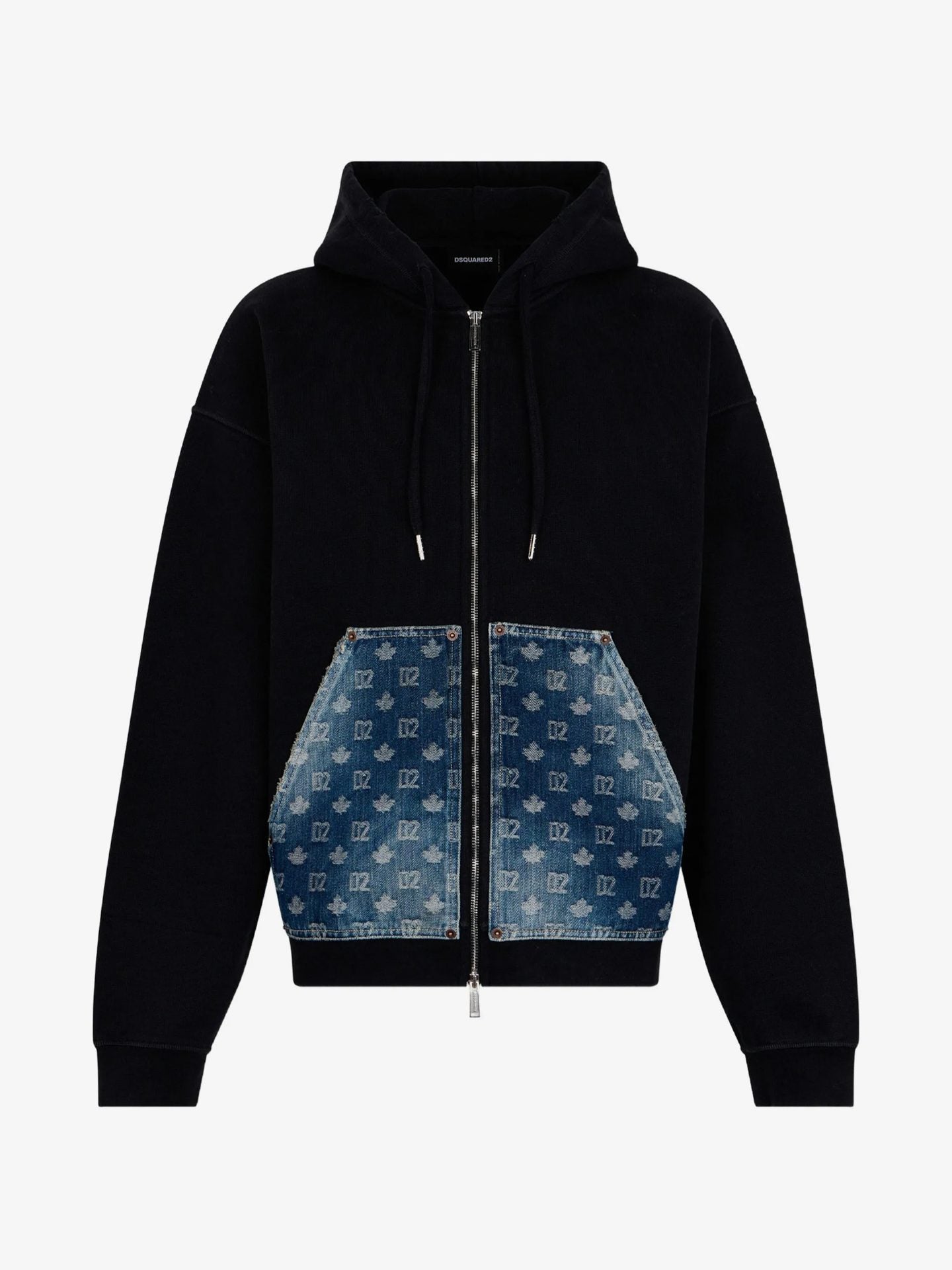 Felpa Relaxed Fit con cappuccio, monogramam D2 e zip