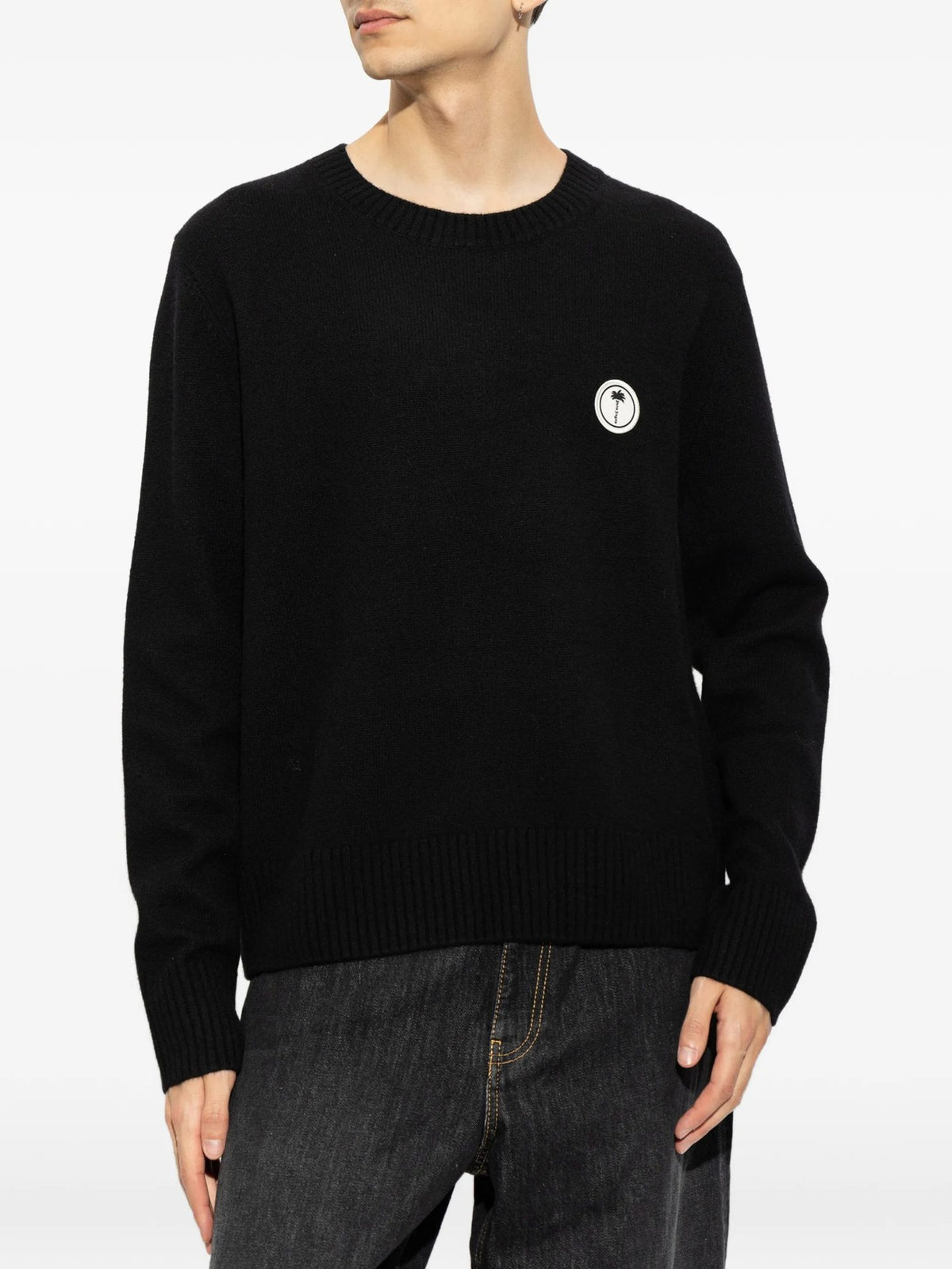 Maglione In Lana Con Logo - Nero