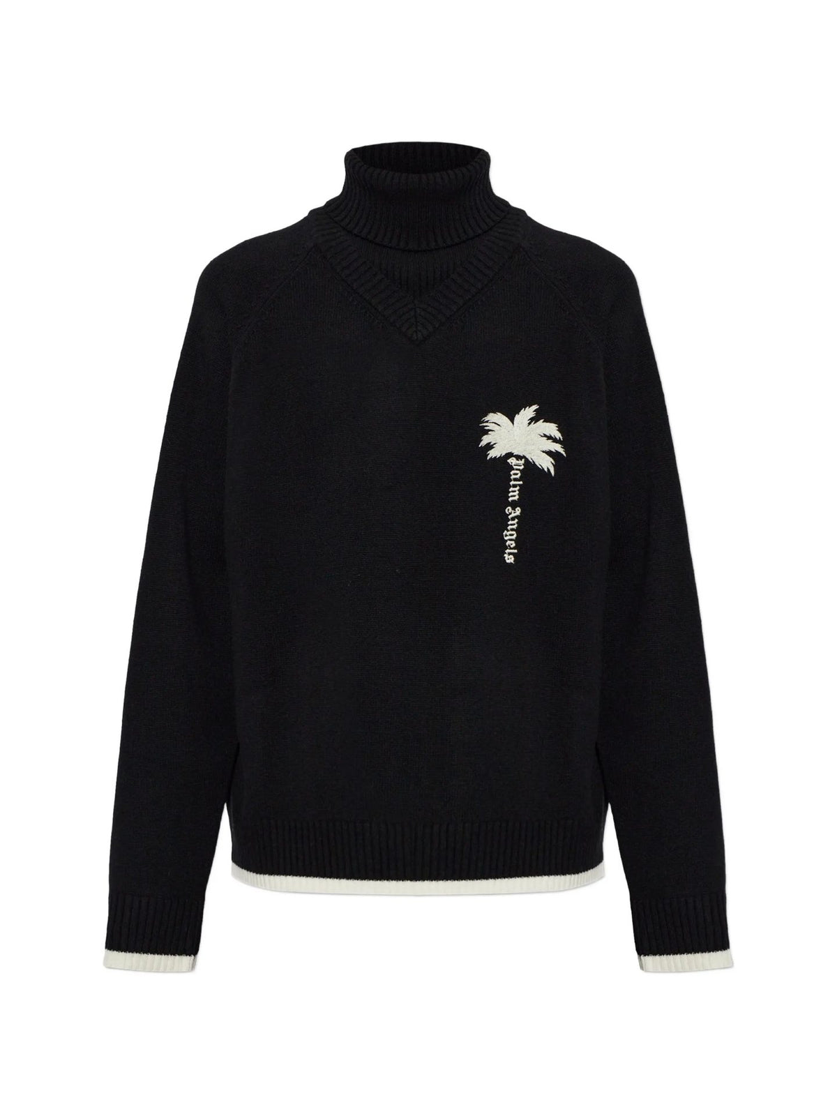 Maglione A Collo Alto Con Logo - Nero