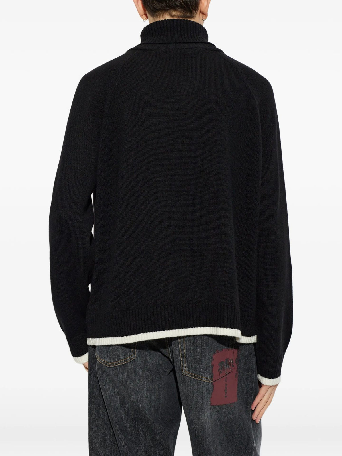 Maglione A Collo Alto Con Logo - Nero