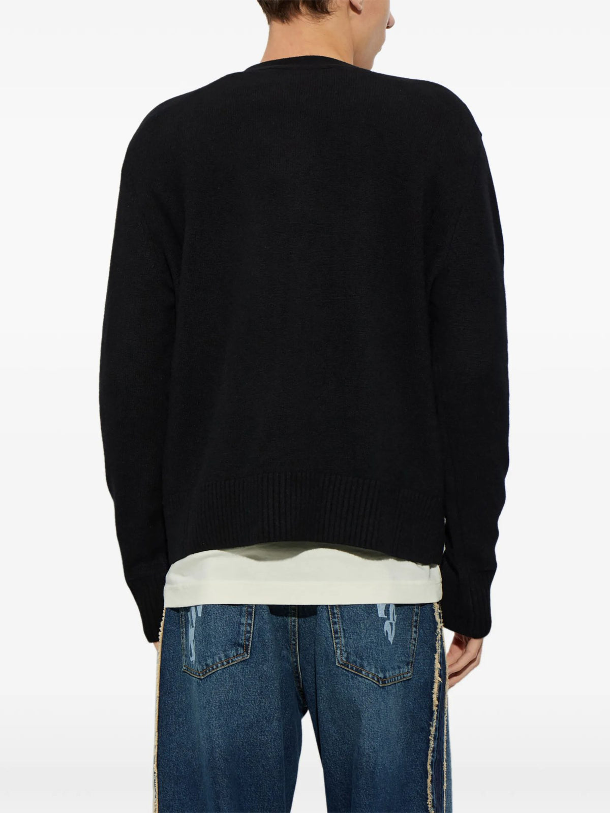 Cardigan In Lana Con Applicazione Logo - Nero
