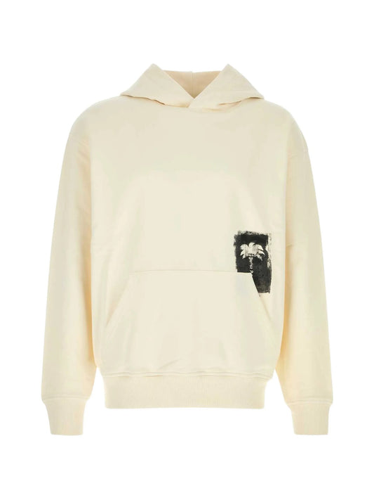 Felpa Con Cappuccio E Stampa Di Palme - Beige