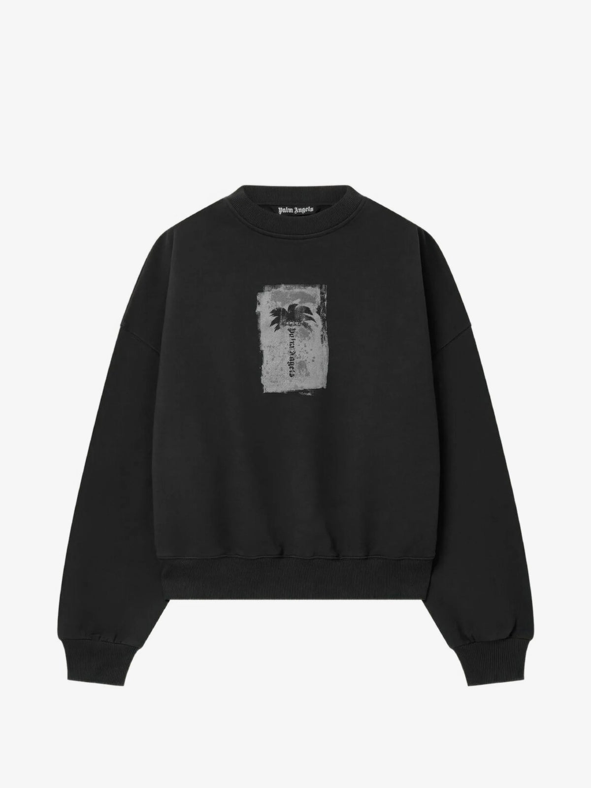 Brushed Palm Tree Loose Crew - Nero