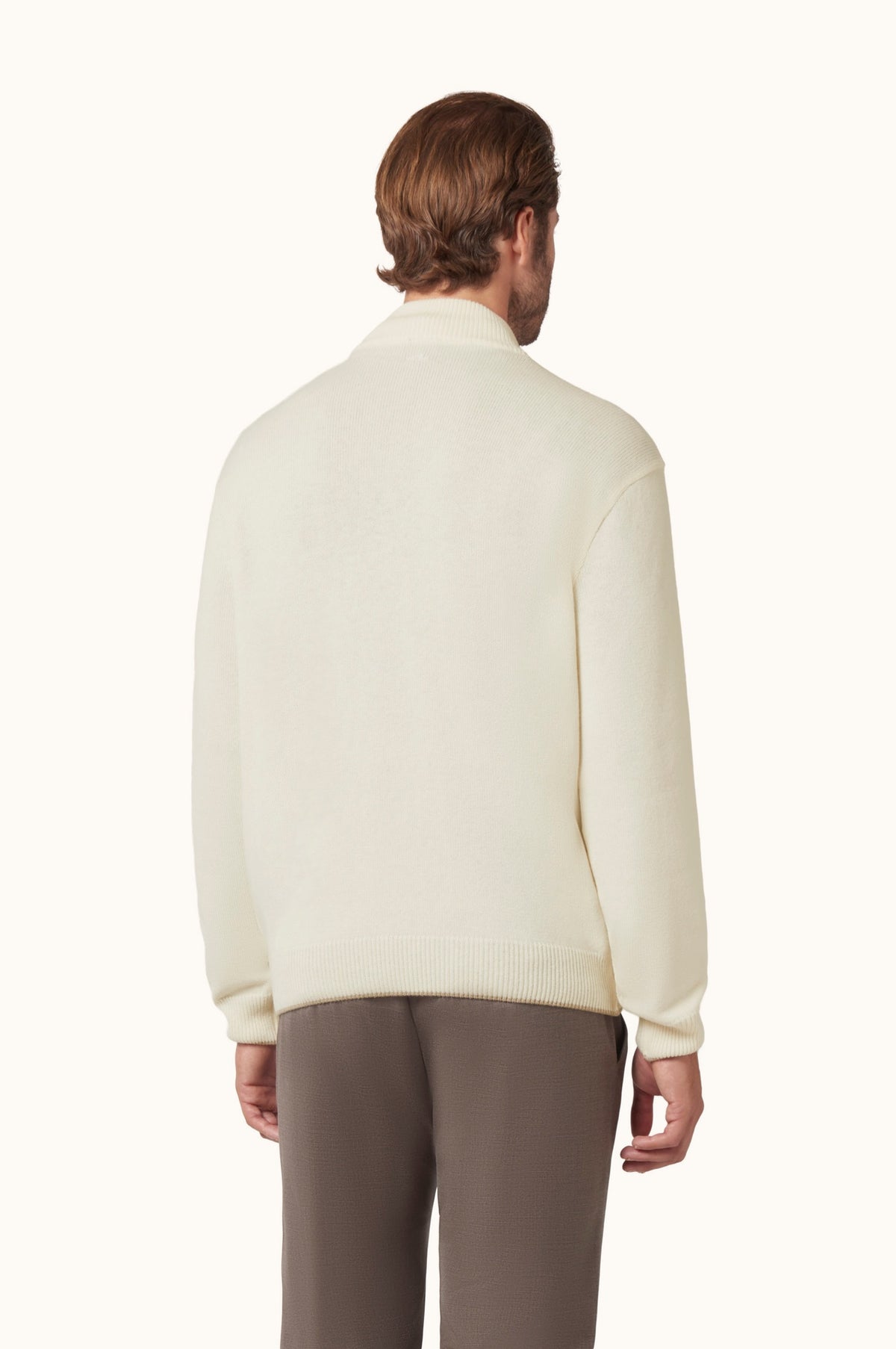 Maglia Mezza Zip In Lana E Cashmere - Crema