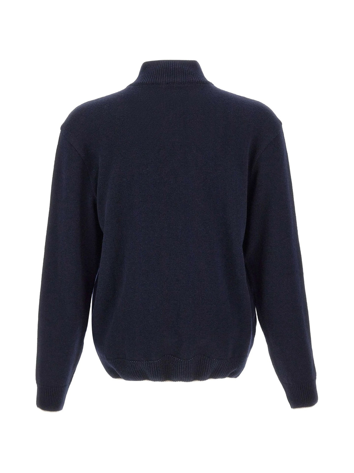 Maglia Mezza Zip In Lana E Cashmere - Blu