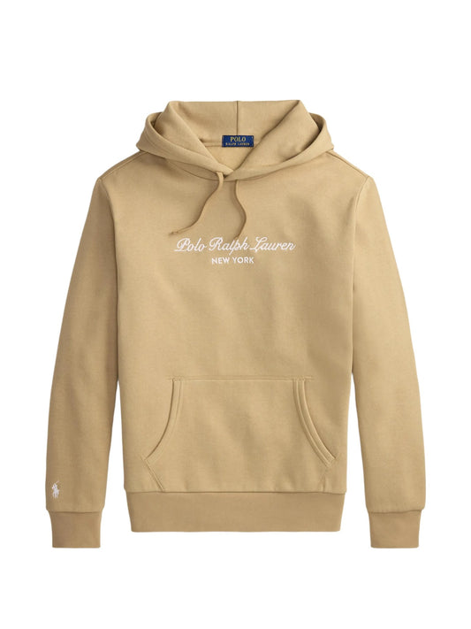 Felpa Con Cappuccio E Logo - Beige