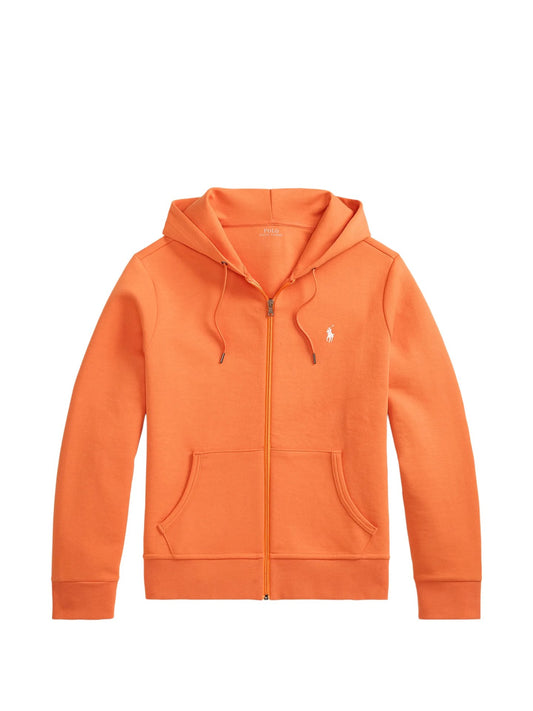 Felpa Con Cappuccio E Zip - Arancio