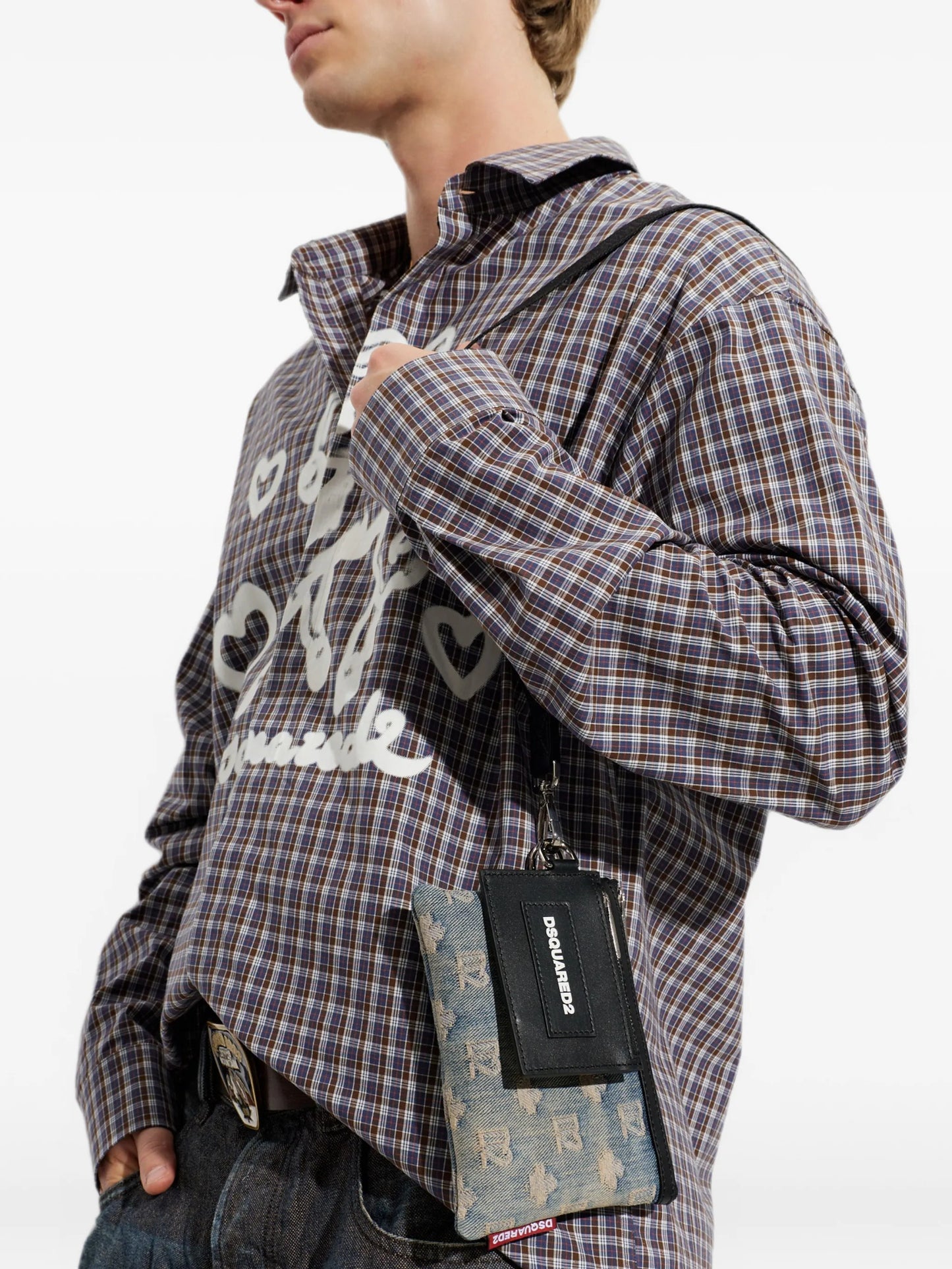 Dsquared2 - Neck Pouch Denimmonogram+Vitello - Azzurro