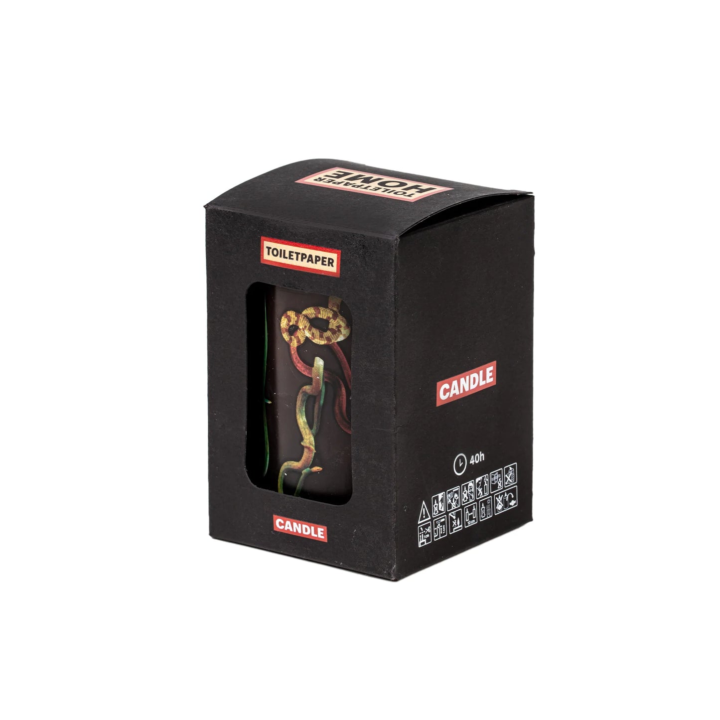 Seletti - Candela Grande Toiletpaper "Snakes Black" Cm 7x7 H. 10 - Nero