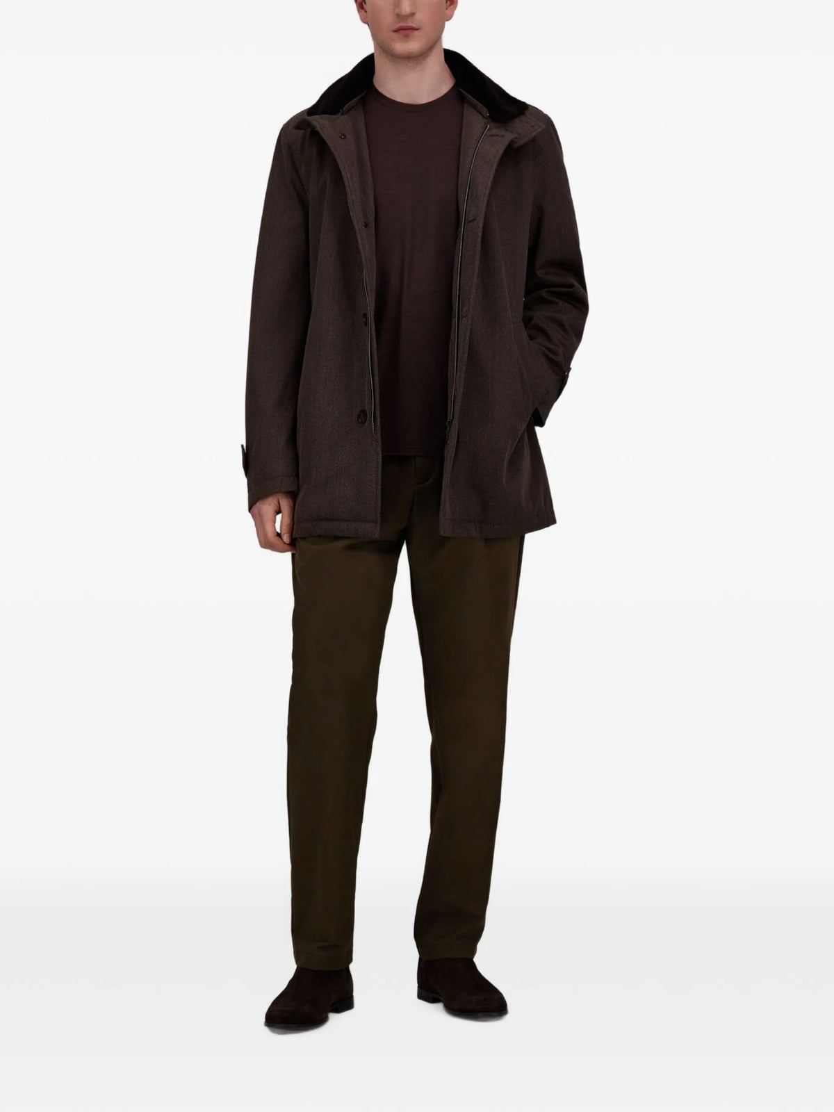 Cappotto Corto In Loro Piana Storm System® - Moro