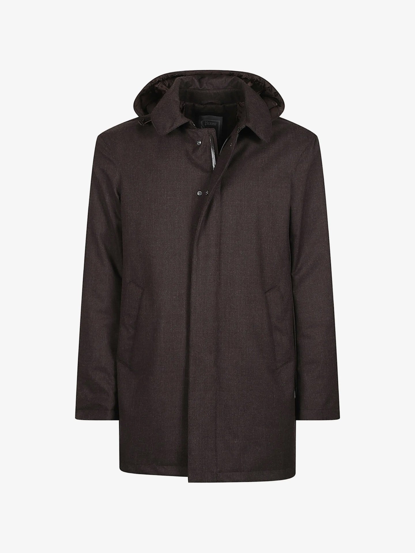 Cappotto monopetto in lana - MORO