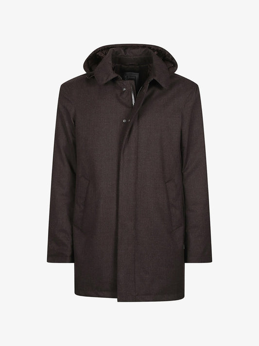 Cappotto monopetto in lana - MORO