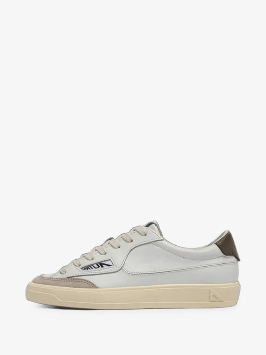 Sneakers Windscape Low In Pelle Bianca E Chocolate - Bianco / Marrone