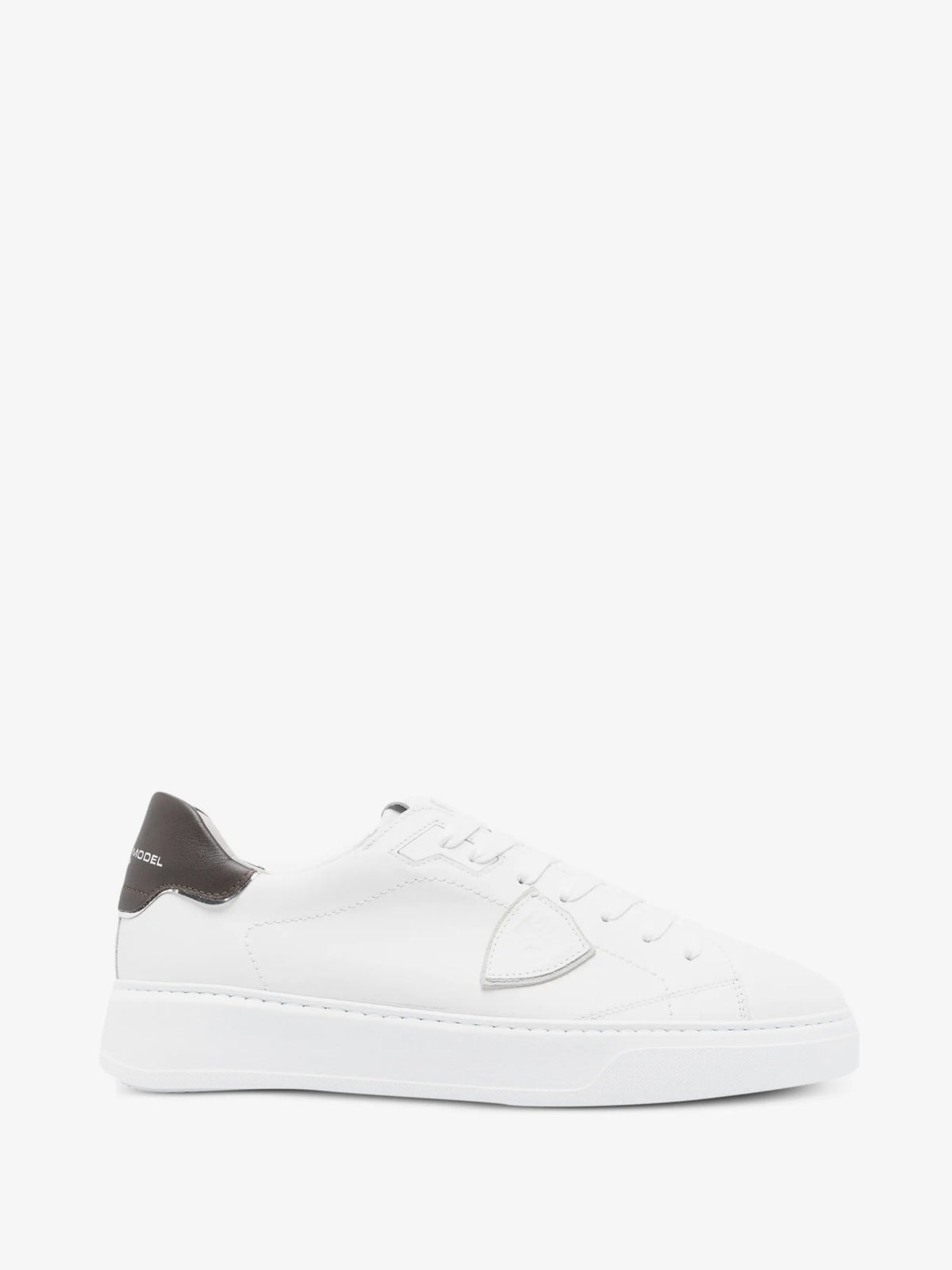 Sneakers Temple In Pelle Con Logo - Bianco/Marrone