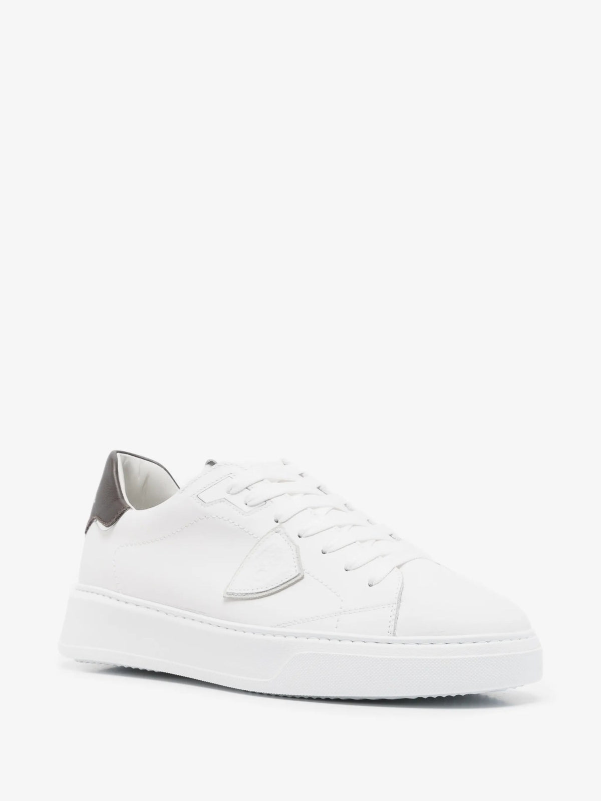 Sneakers Temple In Pelle Con Logo - Bianco/Marrone
