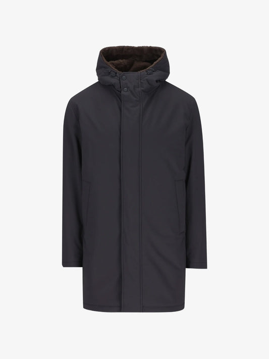 Cappotto monopetto con cappuccio - BLU