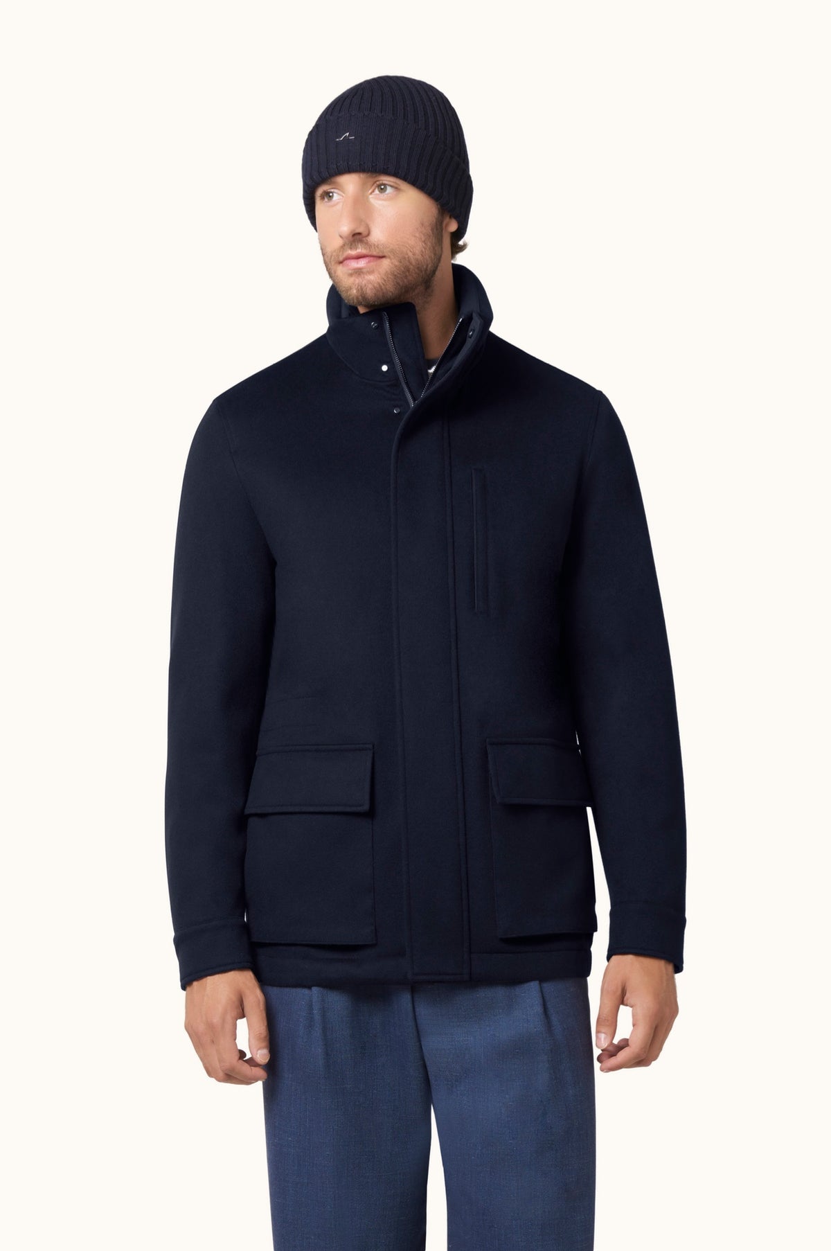 Car Coat In Cashmere - Blu