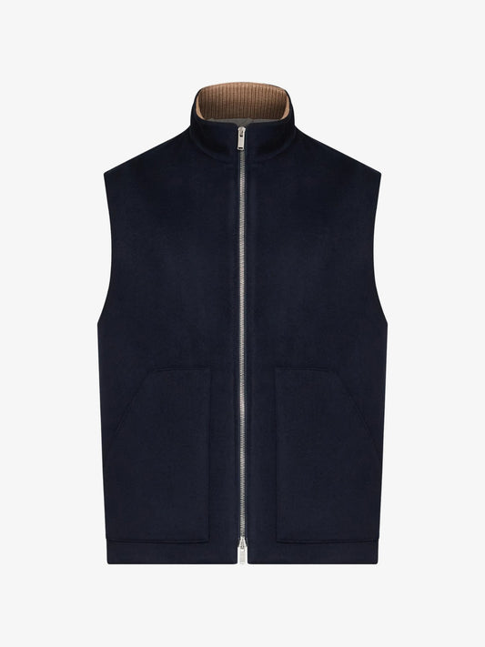 Gilet Imbottito In Lana E Cashmere Blu