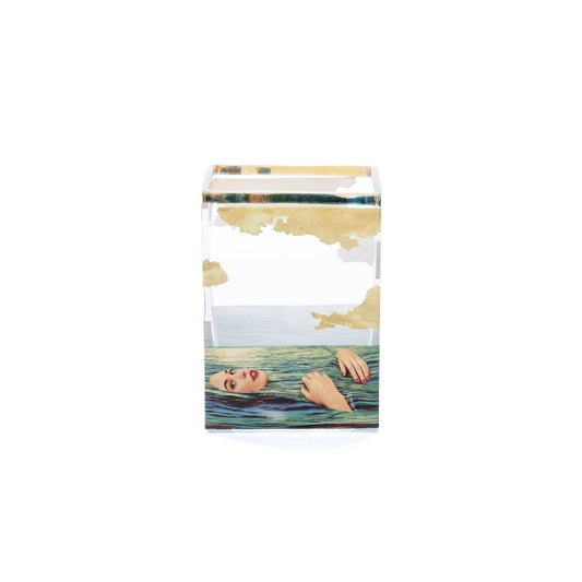 Seletti - Vaso In Vetro "Toiletpaper" Cm. 10x8 H.14 - Sea Girl - Multicolor