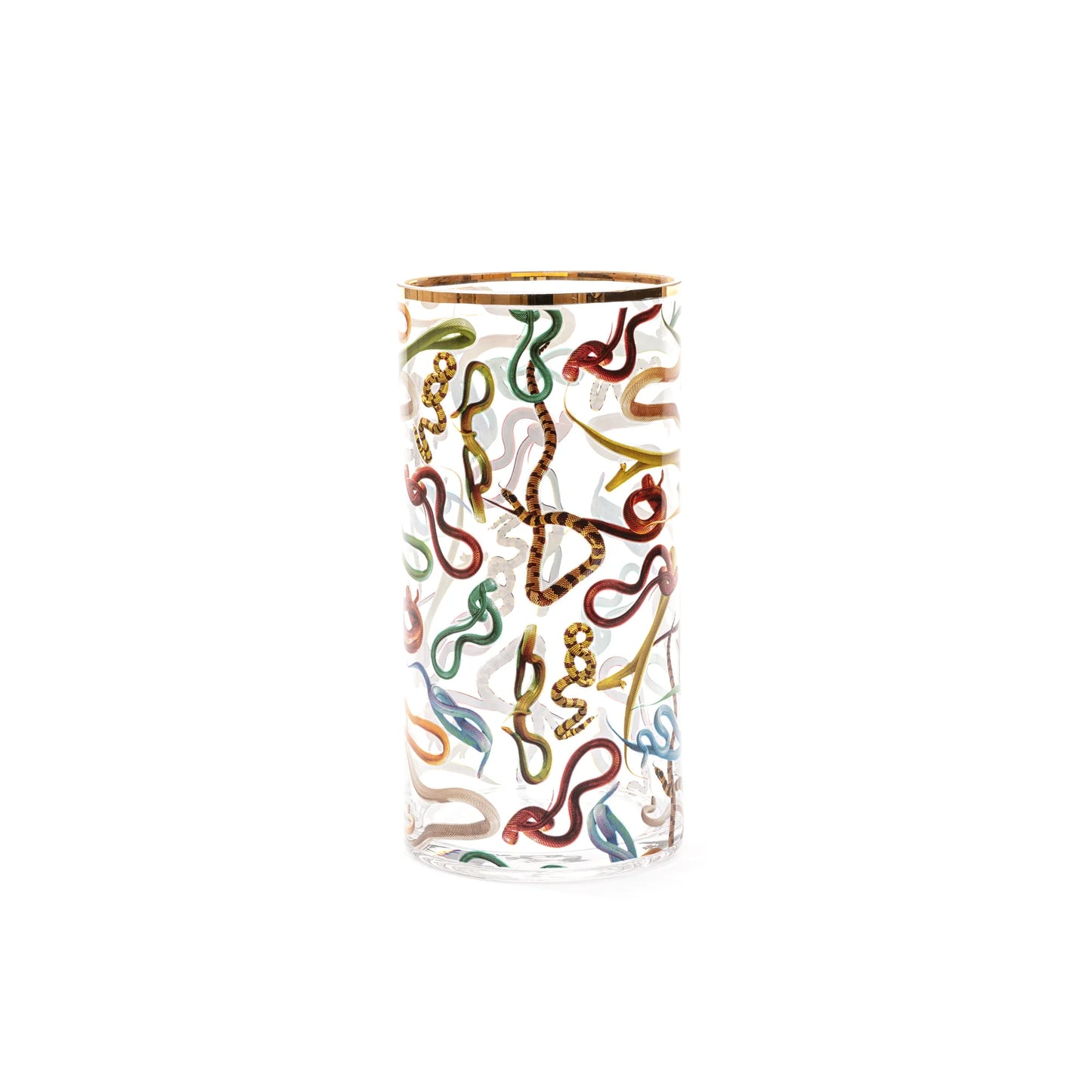 Seletti - Vaso In Vetro "Toiletpaper" Ø Cm.15 H. 30 - Snakes - Multicolor