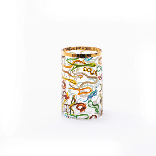 Seletti - Vaso In Vetro "Toiletpaper" Ø Cm.9 H. 14 - Snakes - Multicolor