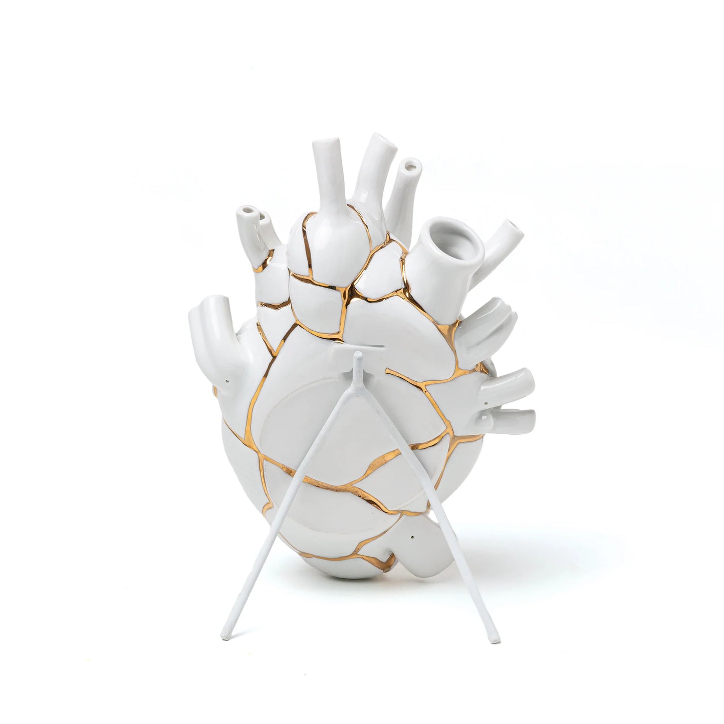 Seletti - Vaso In Porcellana "Love In Bloom - Kintsugi" Cm.16,5x9 H.25 - Bianco