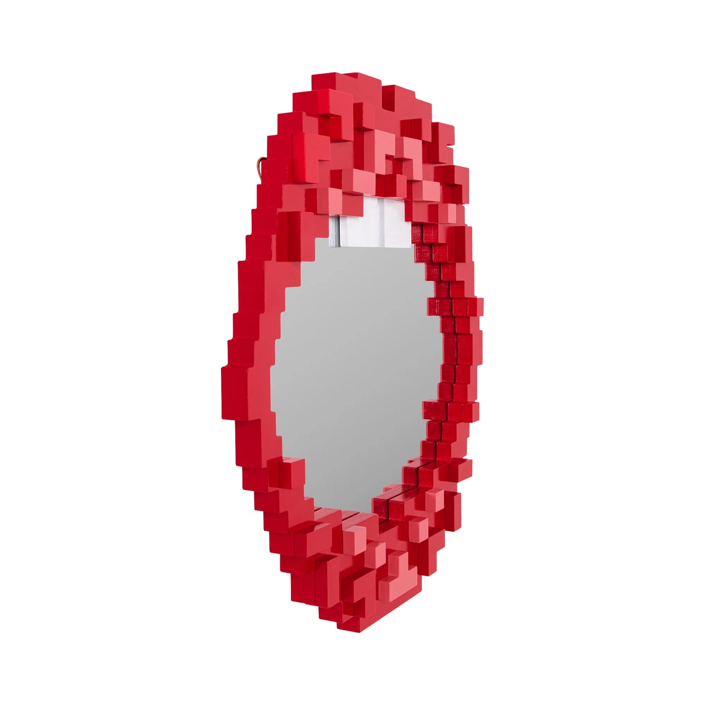 Seletti - Specchio "Pixel Mirror" Con Cornice In Mdf Cm 46,5 X 3,6 H. 50,5 - Mouth - Rosso