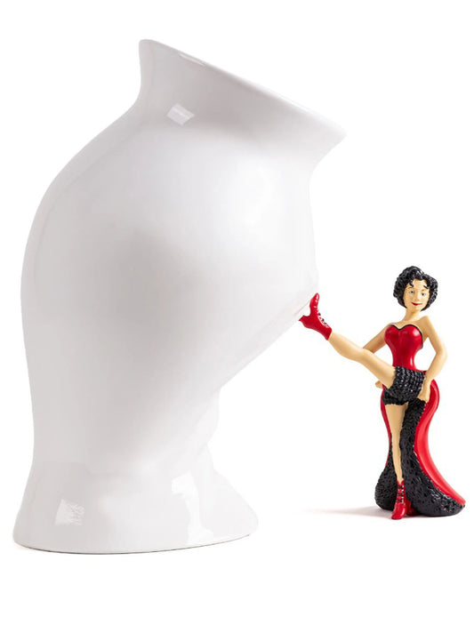 Seletti - Vaso Con Statuetta In Resina "Circus Lucy" - Cm 28x17,5x28,50 - Bianco