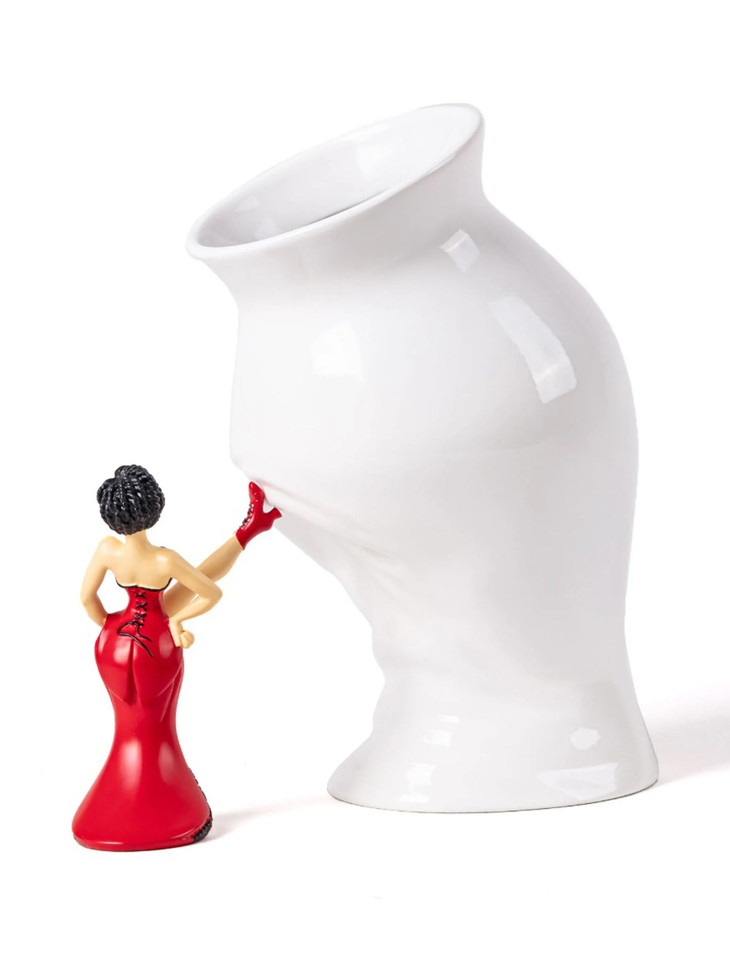 Seletti - Vaso Con Statuetta In Resina "Circus Lucy" - Cm 28x17,5x28,50 - Bianco