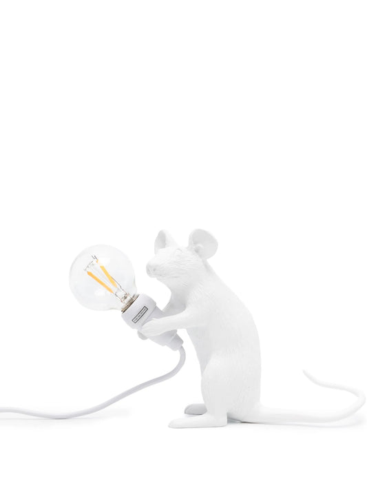 Seletti - Lampada In Resina "Mouse Lamp-Mac" Cm.5x15 H.12,5 - Seduto Usb - Bianco