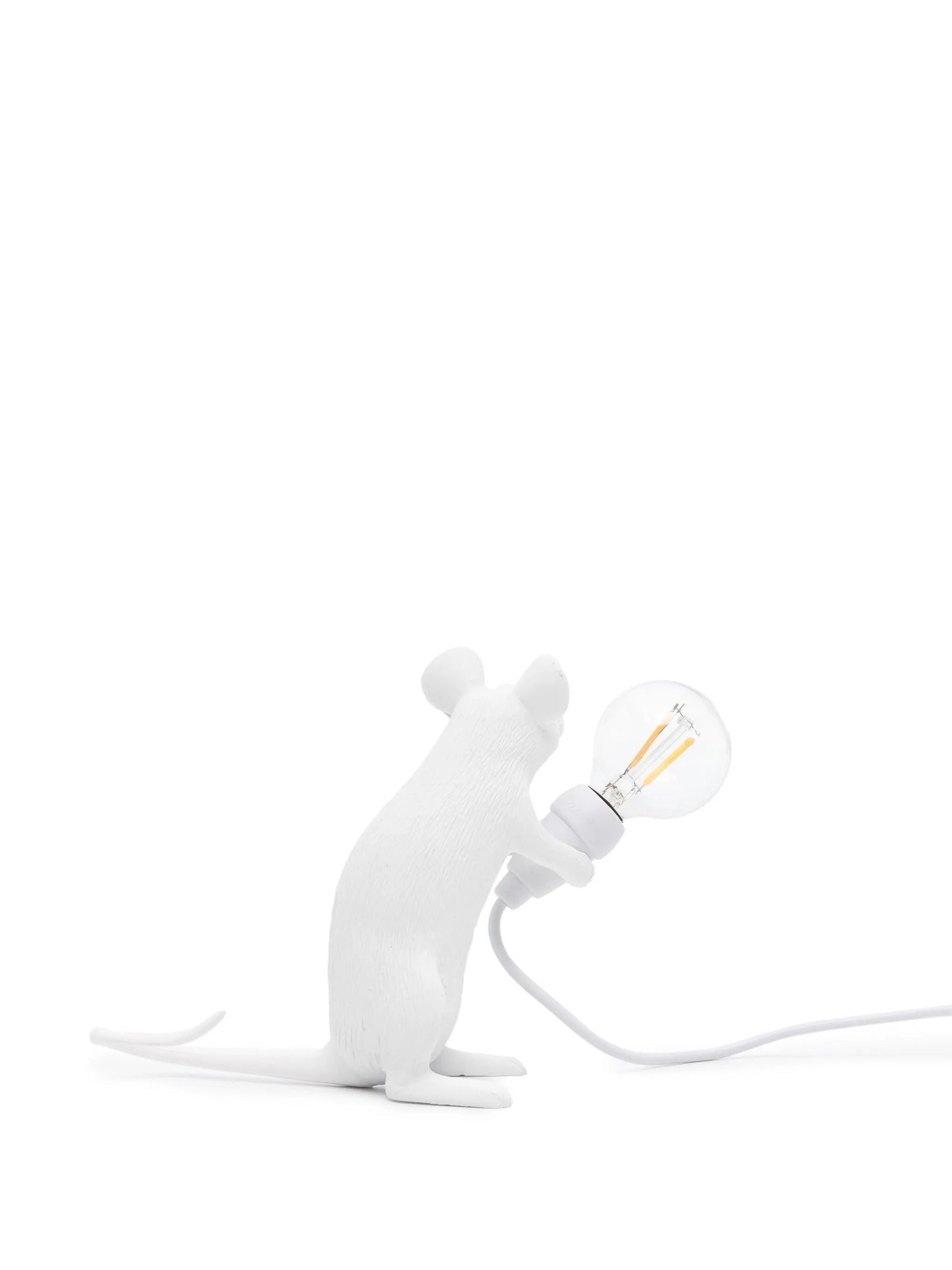 Seletti - Lampada In Resina "Mouse Lamp-Mac" Cm.5x15 H.12,5 - Seduto Usb - Bianco