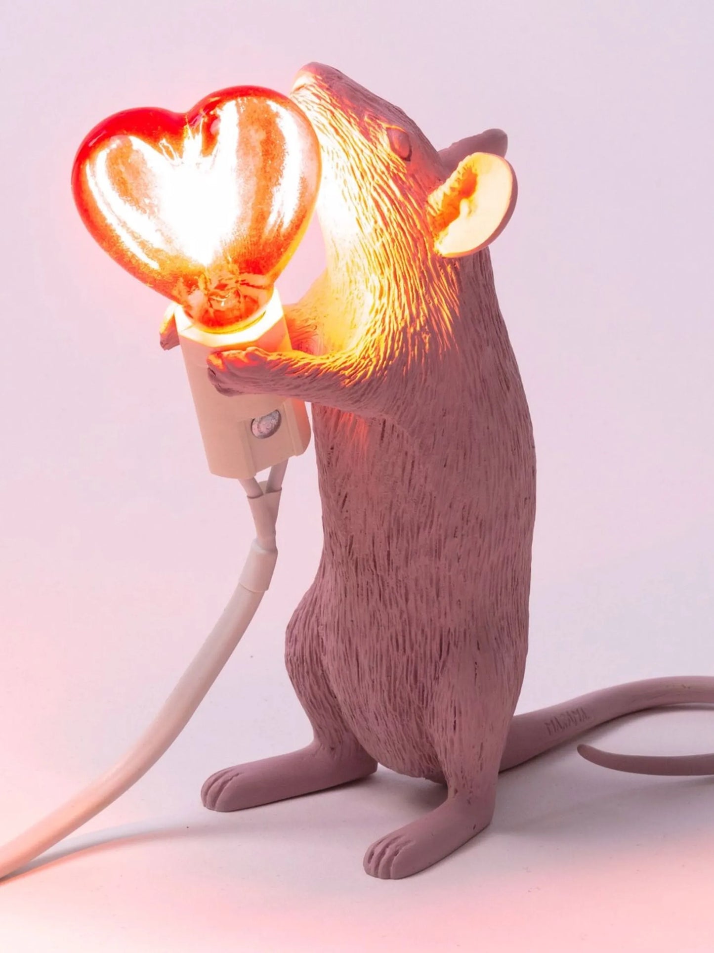 Seletti - Lampada Resina"Mouse Lamp-Step"Cm.6x13,3 H. 14,5-San Valentino Usb - Rosa